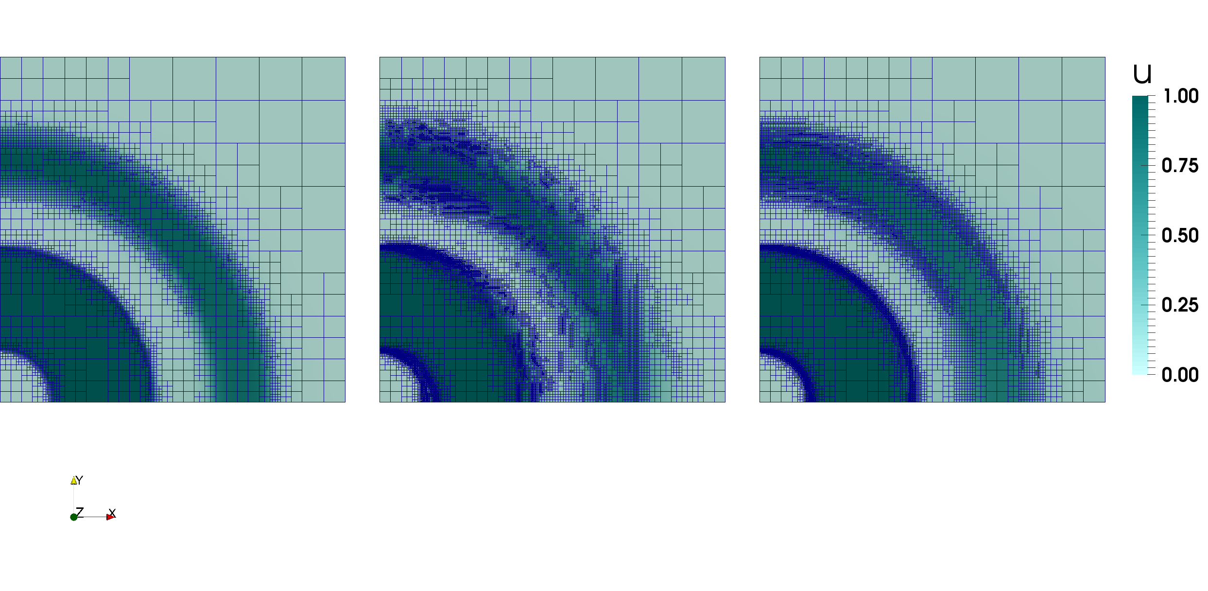 Monotonicity-preserving finite element schemes with adaptive mesh refinement for hyperbolic problems