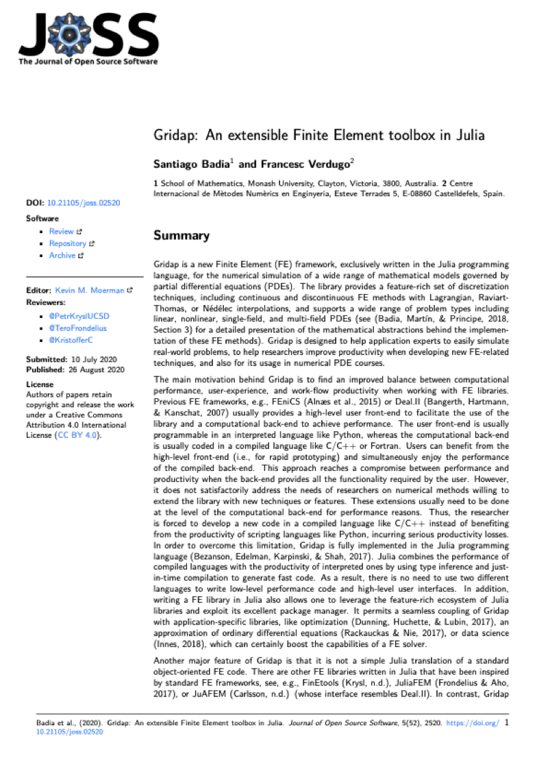 Gridap: An extensible Finite Element toolbox in Julia